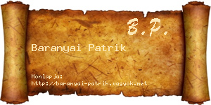 Baranyai Patrik névjegykártya